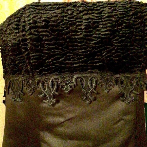 JESSICA McCLINTOCK MIDNIGHT BLACK STRAPLESS VELVET TRIM GOWN 10 NWT - Picture 8 of 16